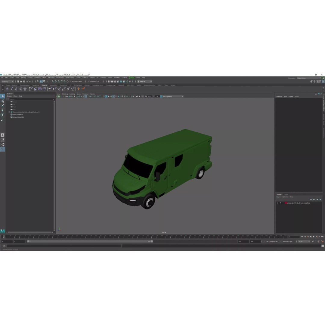 Armored Vehicle 3D Model – Simplified Military Transport, FBX, PBR
