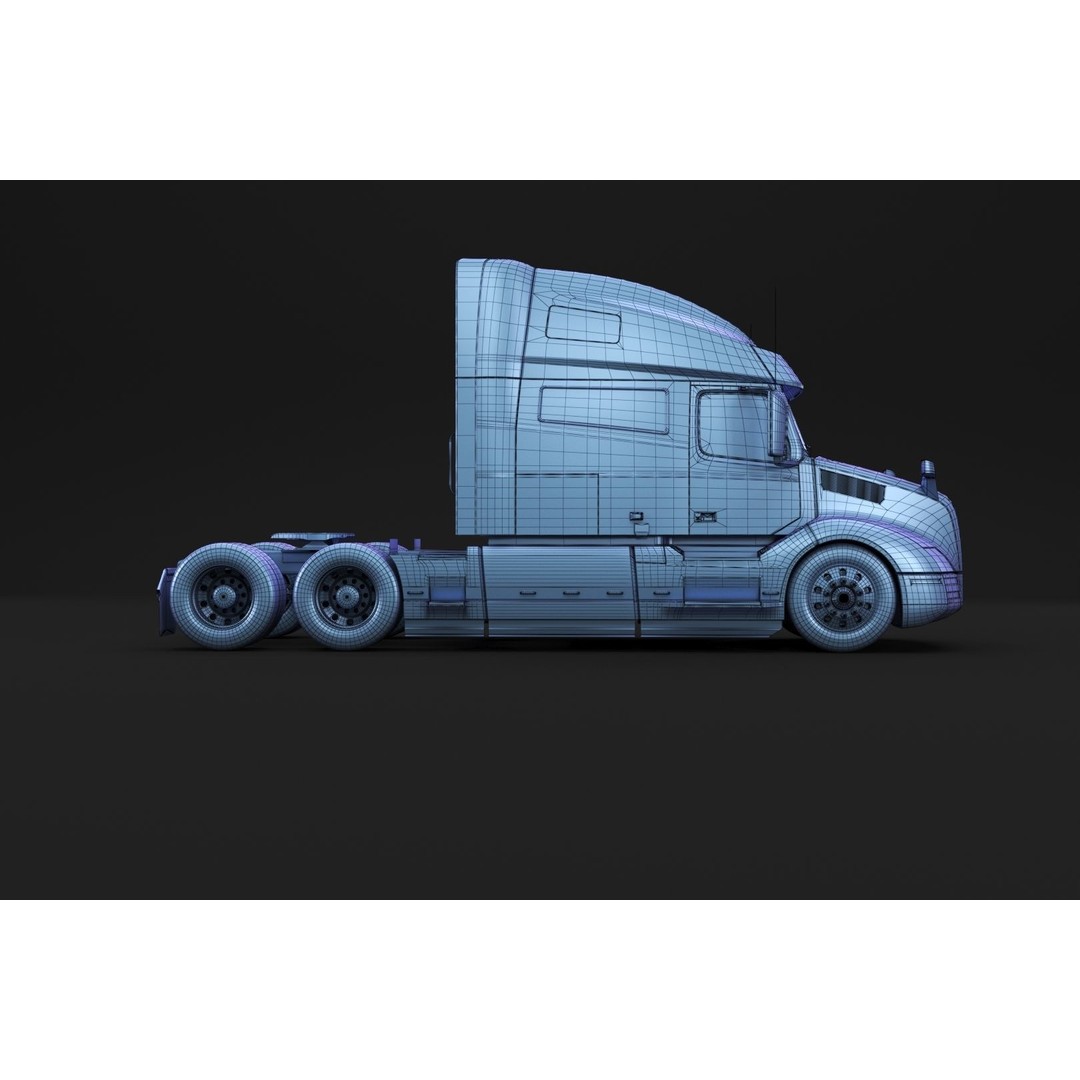 American Semi Truck 3D Model – Mid-Poly Truck for Archviz, FBX, Blender