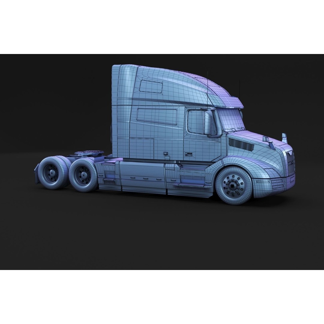 American Semi Truck 3D Model – Mid-Poly Truck for Archviz, FBX, Blender - View 11