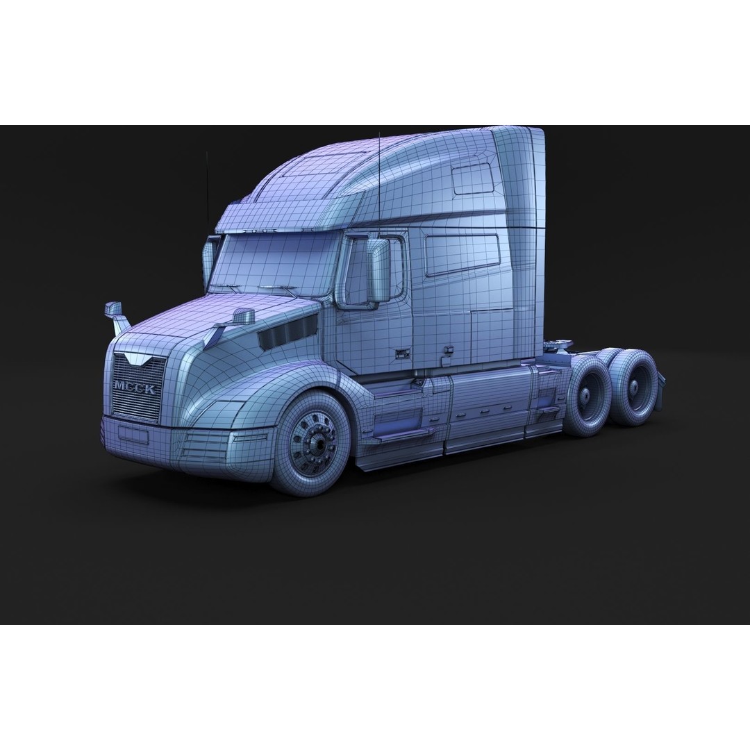 American Semi Truck 3D Model – Mid-Poly Truck for Archviz, FBX, Blender - View 12