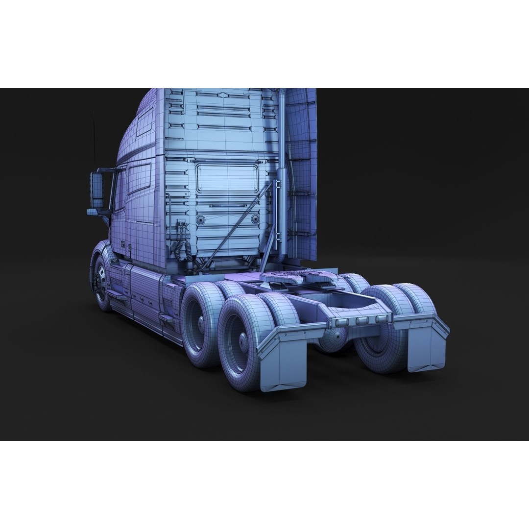 American Semi Truck 3D Model – Mid-Poly Truck for Archviz, FBX, Blender - View 13