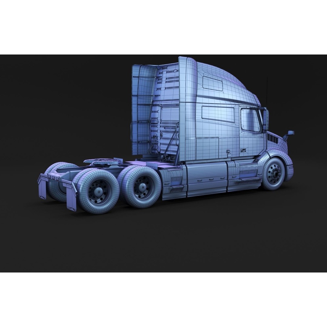 American Semi Truck 3D Model – Mid-Poly Truck for Archviz, FBX, Blender - View 14