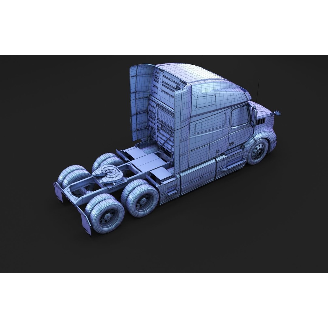 American Semi Truck 3D Model – Mid-Poly Truck for Archviz, FBX, Blender - View 15