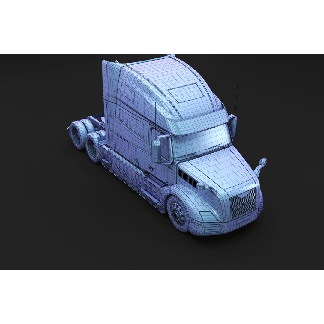 American Semi Truck 3D Model – Mid-Poly Truck for Archviz, FBX, Blender - View 16
