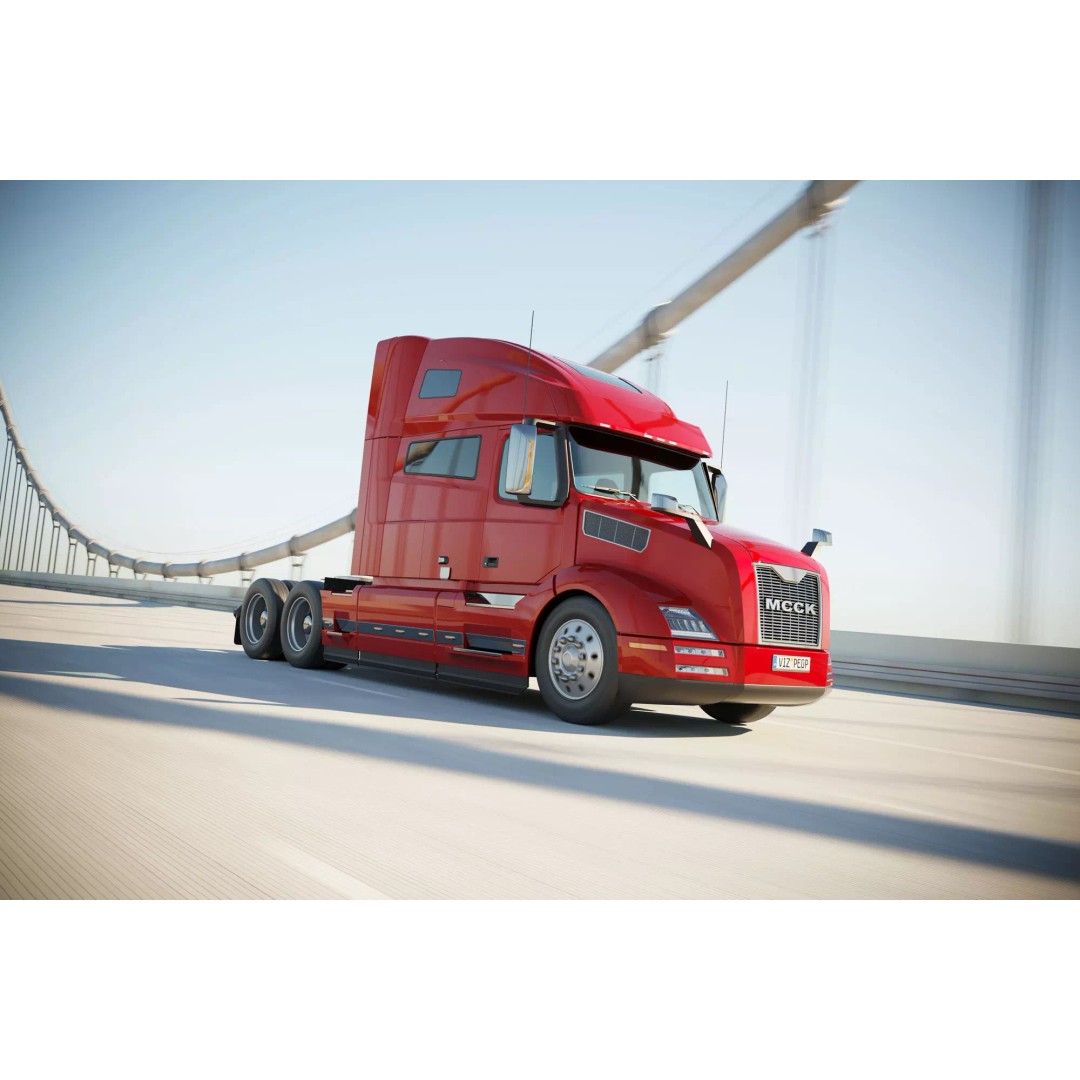 American Semi Truck 3D Model – Mid-Poly Truck for Archviz, FBX, Blender - View 2