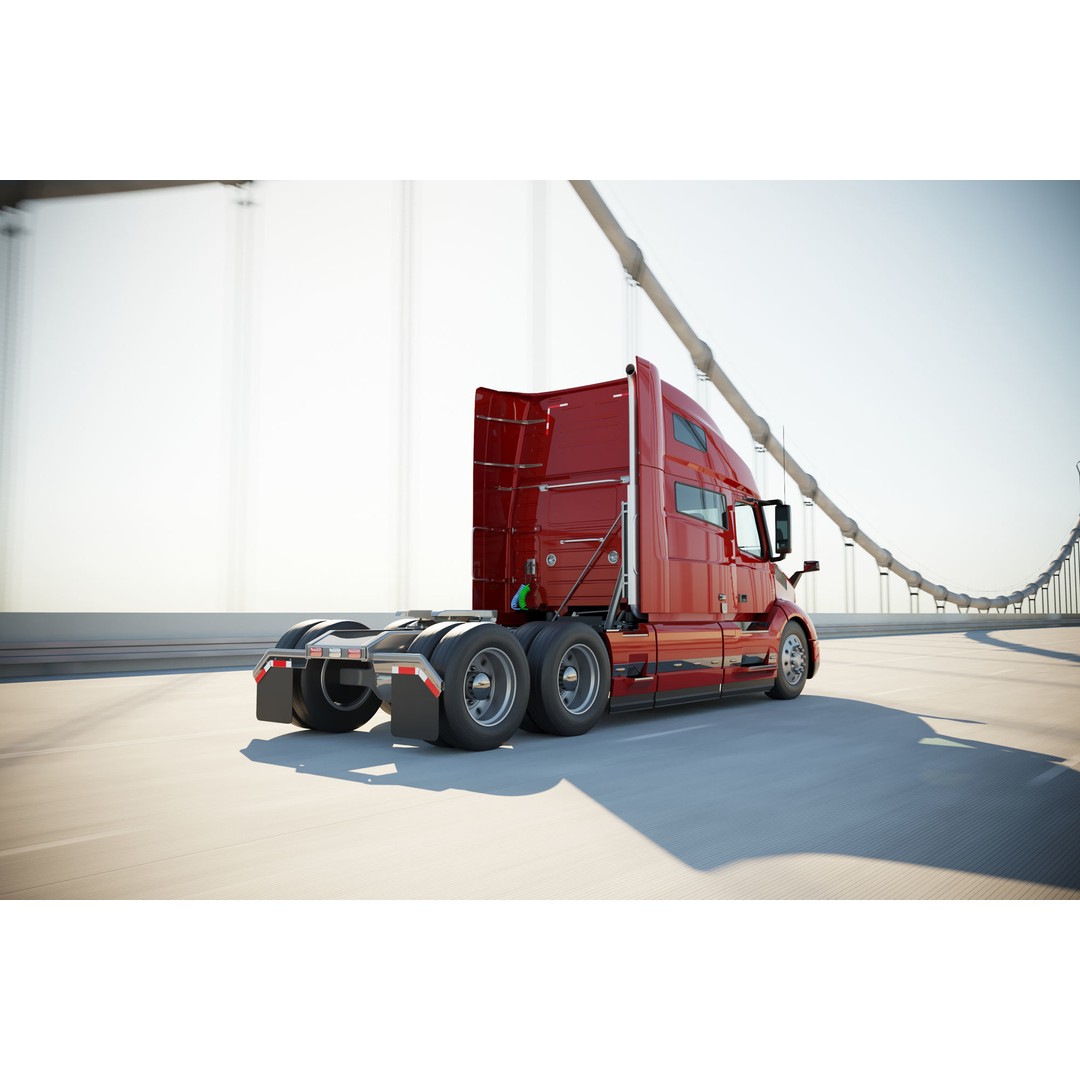 American Semi Truck 3D Model – Mid-Poly Truck for Archviz, FBX, Blender - View 3