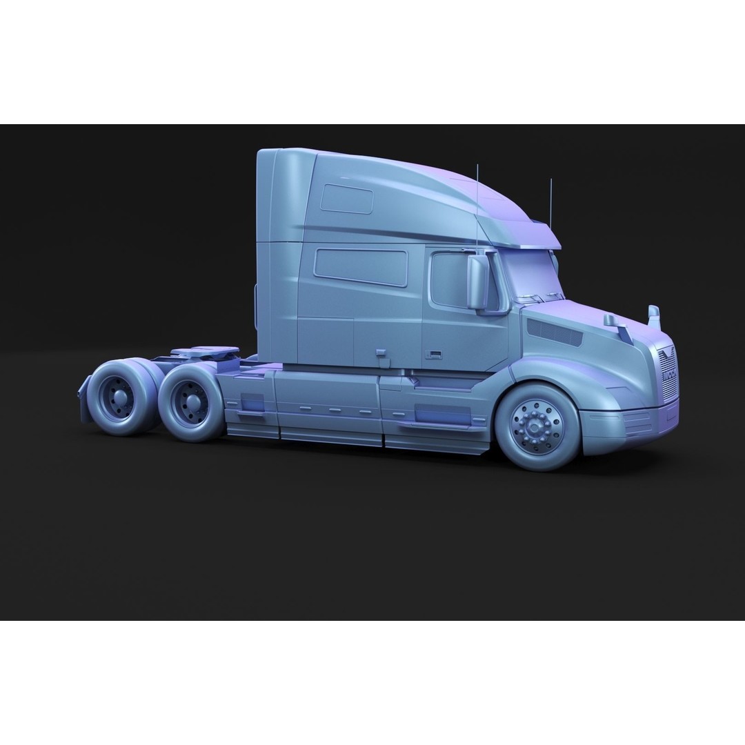 American Semi Truck 3D Model – Mid-Poly Truck for Archviz, FBX, Blender - View 4