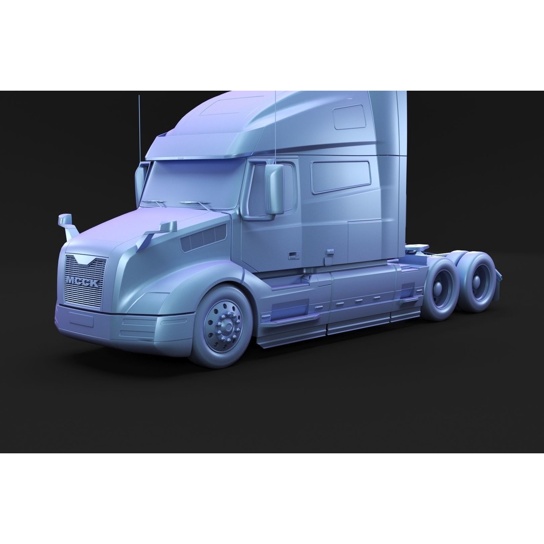 American Semi Truck 3D Model – Mid-Poly Truck for Archviz, FBX, Blender - View 5
