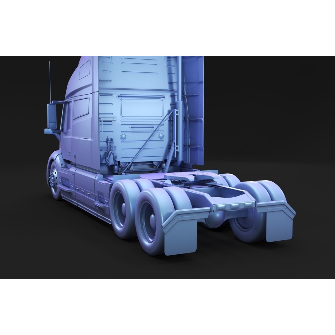 American Semi Truck 3D Model – Mid-Poly Truck for Archviz, FBX, Blender - View 6