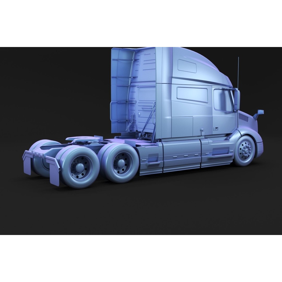 American Semi Truck 3D Model – Mid-Poly Truck for Archviz, FBX, Blender - View 7