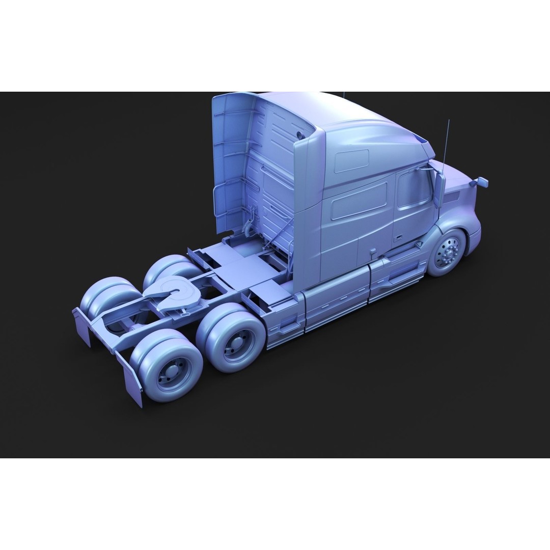 American Semi Truck 3D Model – Mid-Poly Truck for Archviz, FBX, Blender - View 8