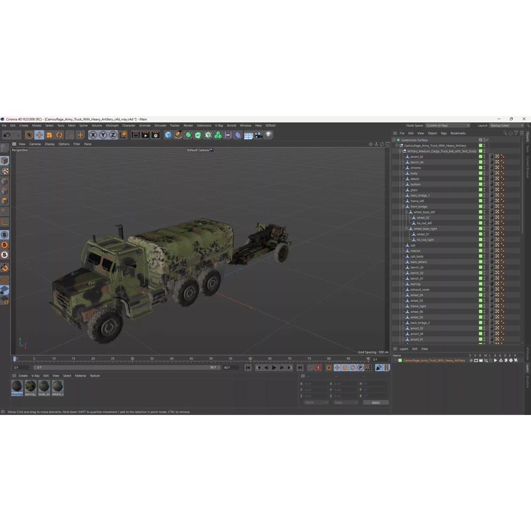 Camouflage Army Truck 3D Model – Heavy-Duty Military Vehicle, PBR