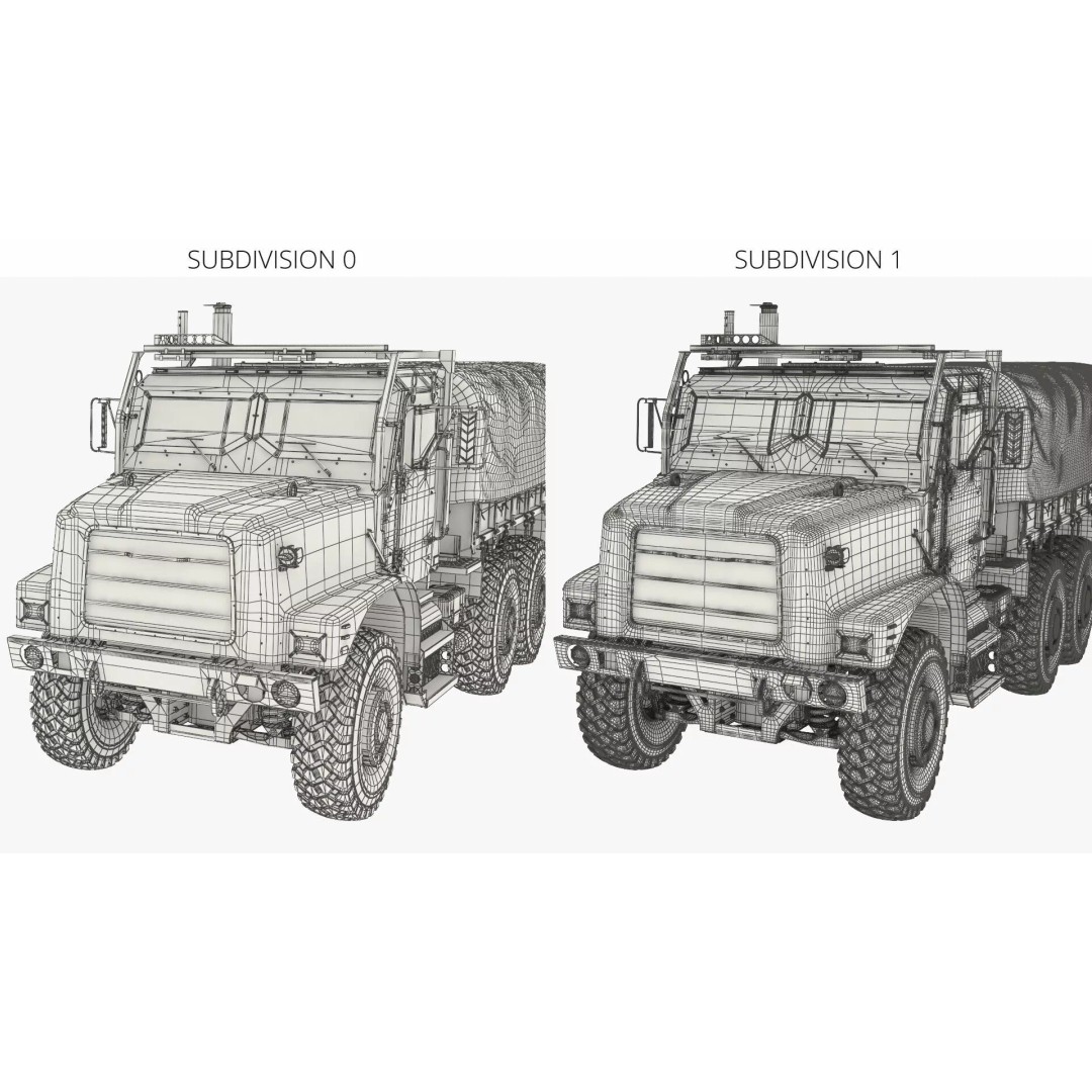 Camouflage Army Truck 3D Model – Heavy-Duty Military Vehicle, PBR - View 15