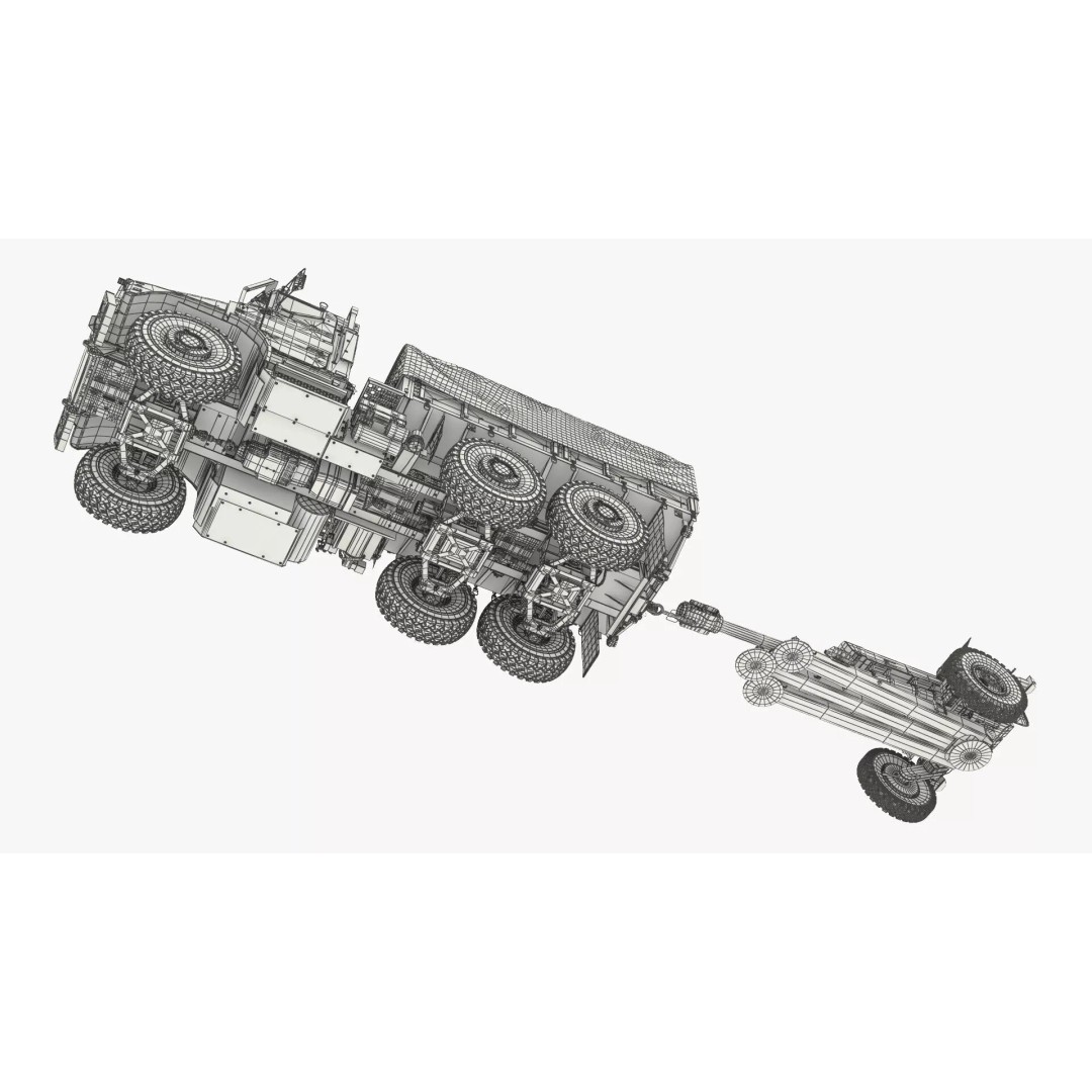 Camouflage Army Truck 3D Model – Heavy-Duty Military Vehicle, PBR - View 17