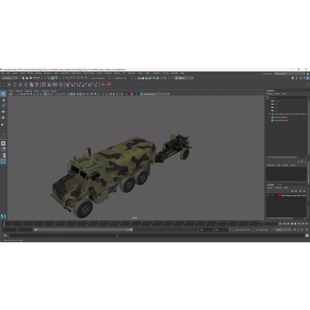 Camouflage Army Truck 3D Model – Heavy-Duty Military Vehicle, PBR - View 22