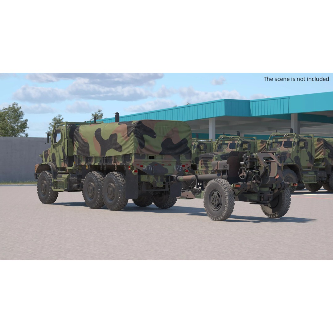 Camouflage Army Truck 3D Model – Heavy-Duty Military Vehicle, PBR - View 3