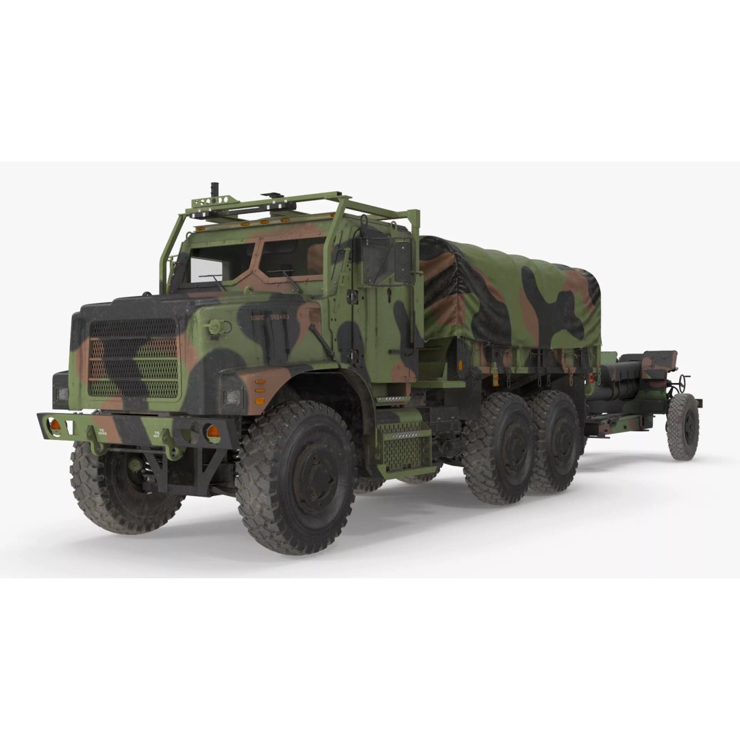 Camouflage Army Truck 3D Model – Heavy-Duty Military Vehicle, PBR - View 4