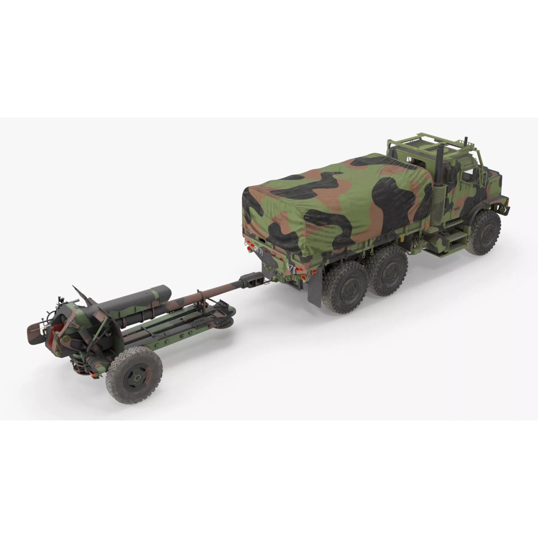 Camouflage Army Truck 3D Model – Heavy-Duty Military Vehicle, PBR - View 5