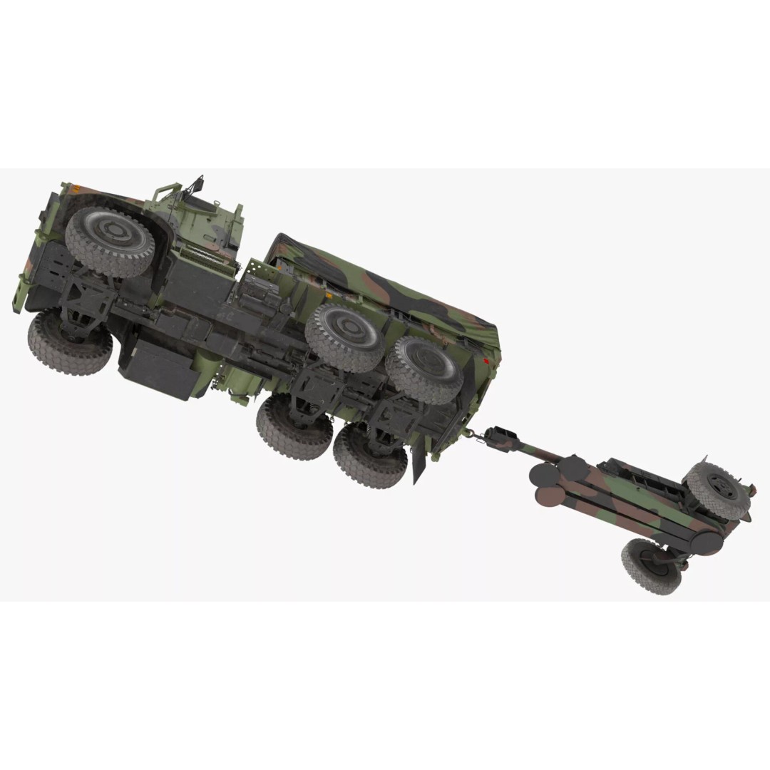 Camouflage Army Truck 3D Model – Heavy-Duty Military Vehicle, PBR - View 6