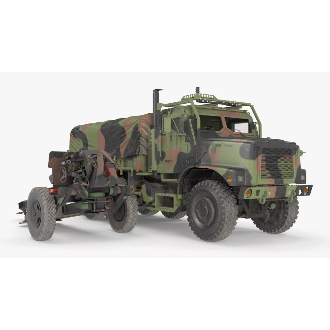Camouflage Army Truck 3D Model – Heavy-Duty Military Vehicle, PBR - View 7