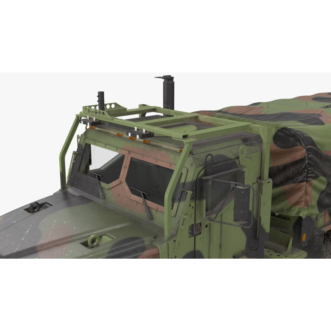 Camouflage Army Truck 3D Model – Heavy-Duty Military Vehicle, PBR - View 8
