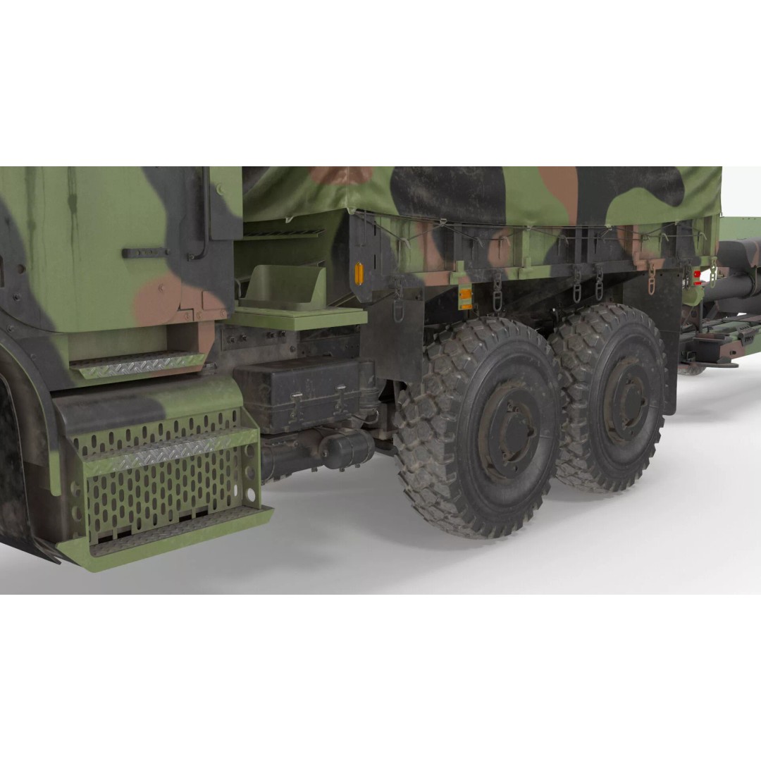 Camouflage Army Truck 3D Model – Heavy-Duty Military Vehicle, PBR - View 9