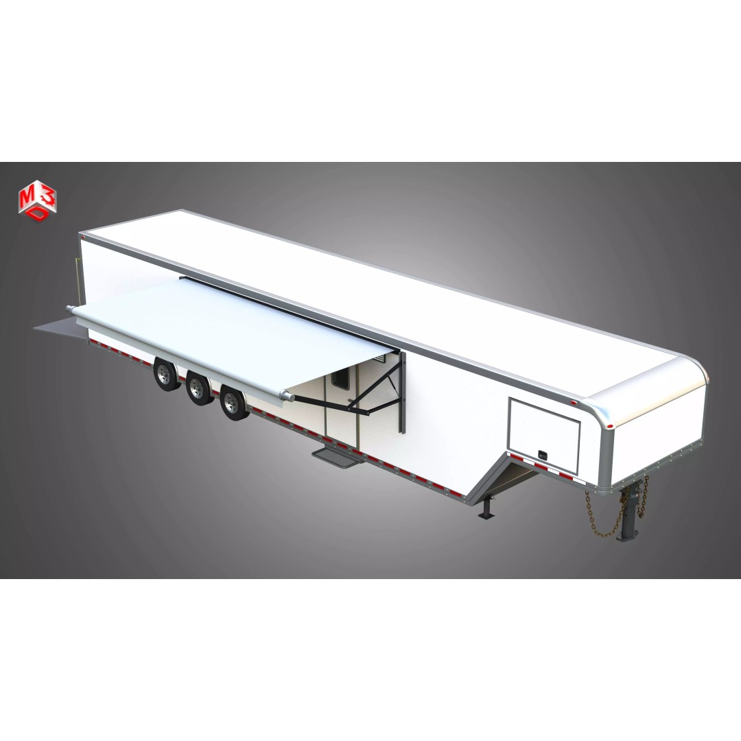 44 ft Custom Enclosed Gooseneck Trailer 3D Model – High Poly Game Asset, FBX, PBR - View 10