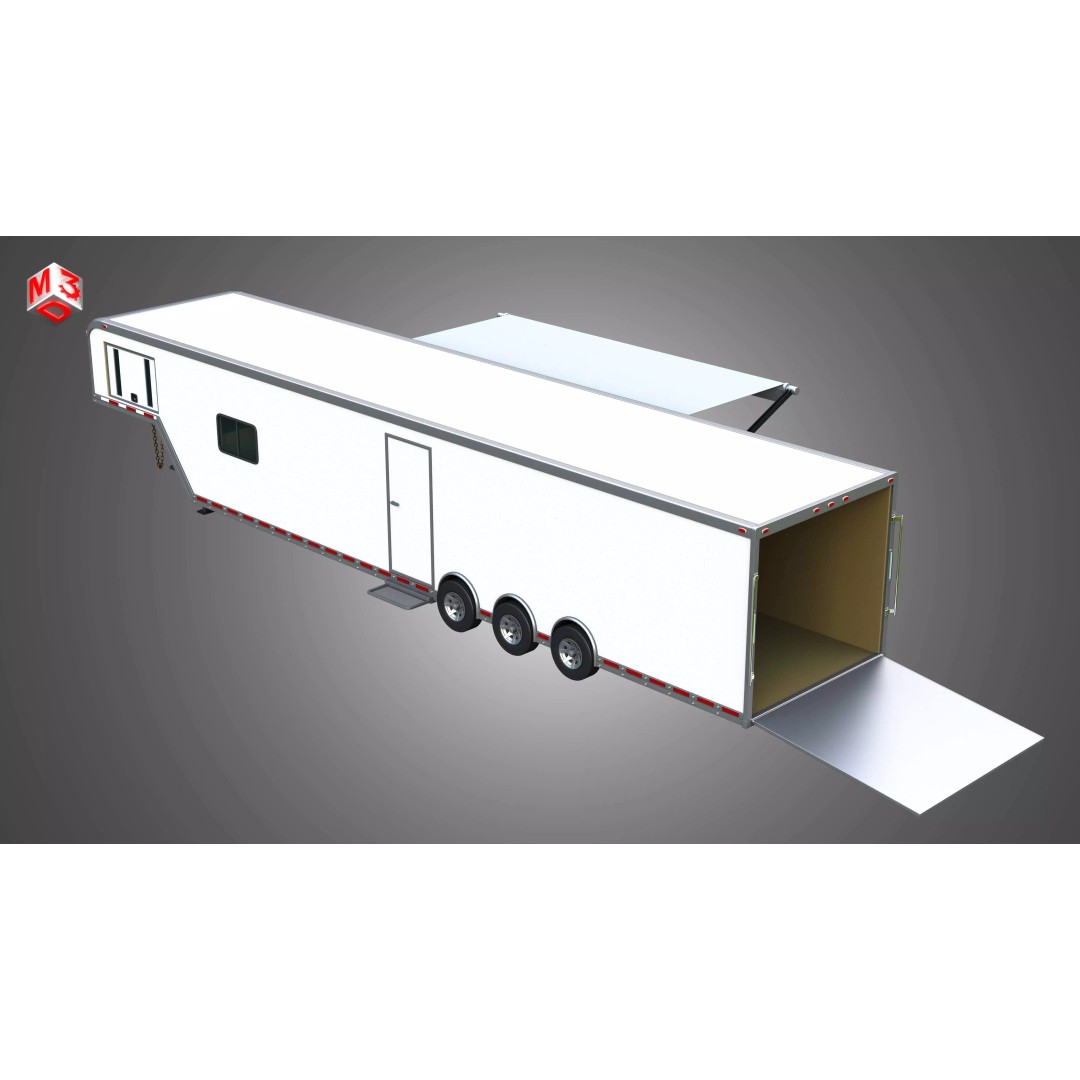 44 ft Custom Enclosed Gooseneck Trailer 3D Model – High Poly Game Asset, FBX, PBR - View 11