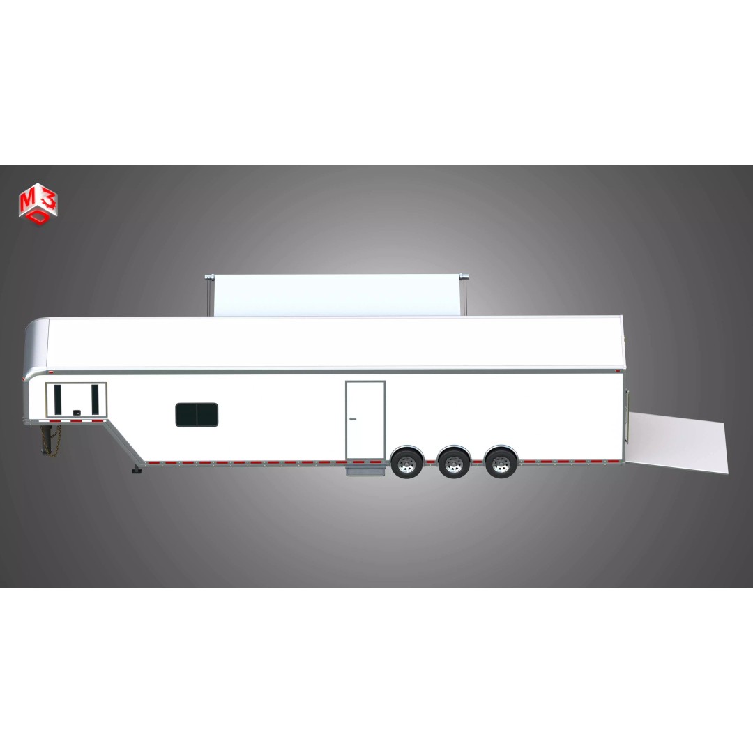44 ft Custom Enclosed Gooseneck Trailer 3D Model – High Poly Game Asset, FBX, PBR - View 12