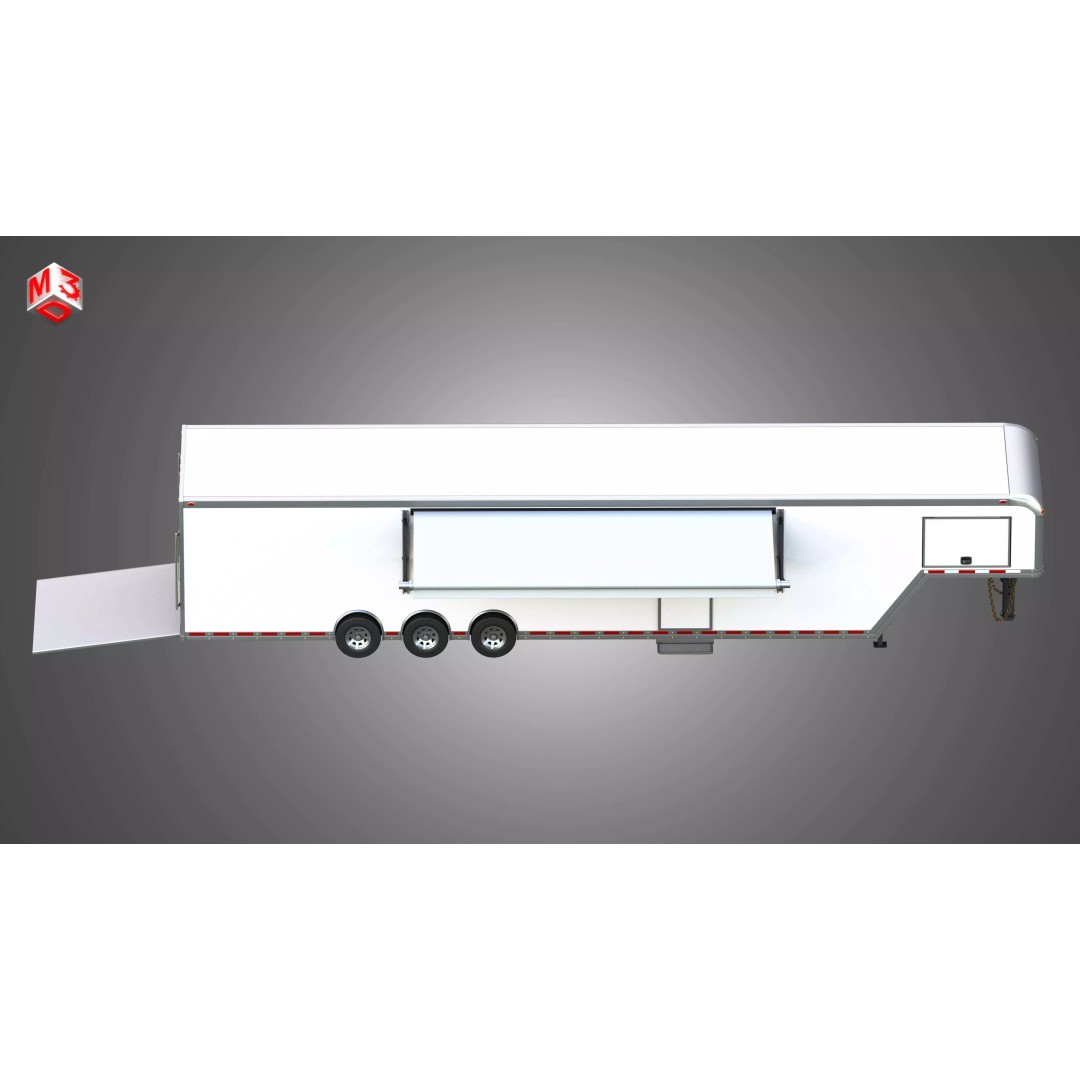 44 ft Custom Enclosed Gooseneck Trailer 3D Model – High Poly Game Asset, FBX, PBR - View 13