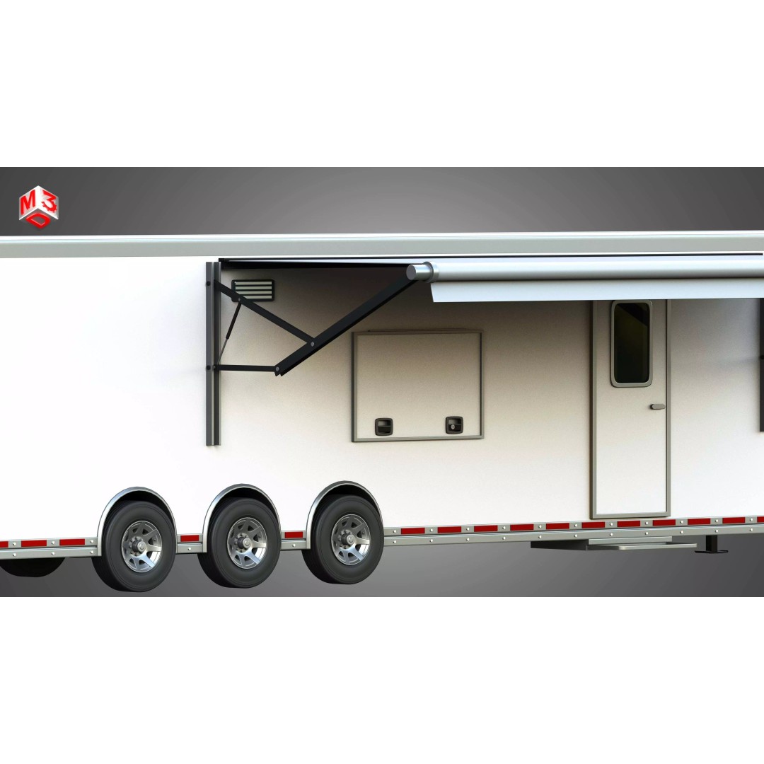 44 ft Custom Enclosed Gooseneck Trailer 3D Model – High Poly Game Asset, FBX, PBR - View 14