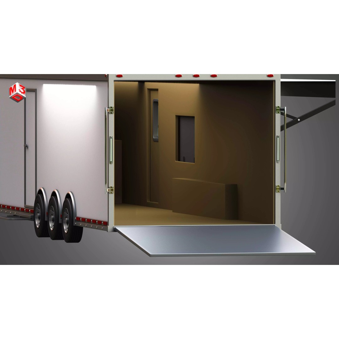 44 ft Custom Enclosed Gooseneck Trailer 3D Model – High Poly Game Asset, FBX, PBR - View 16