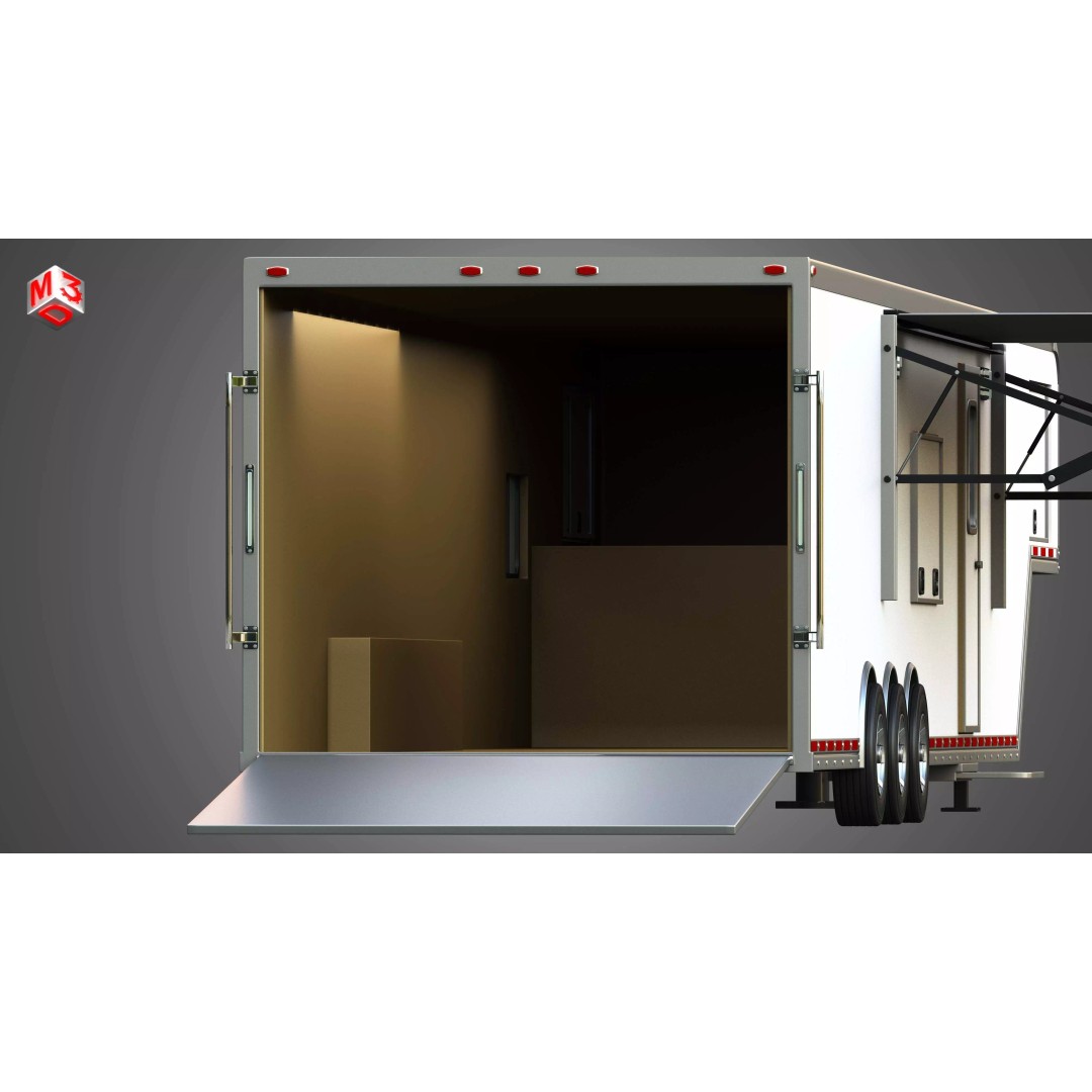 44 ft Custom Enclosed Gooseneck Trailer 3D Model – High Poly Game Asset, FBX, PBR - View 17