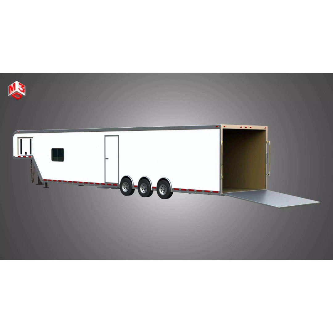 44 ft Custom Enclosed Gooseneck Trailer 3D Model – High Poly Game Asset, FBX, PBR - View 5