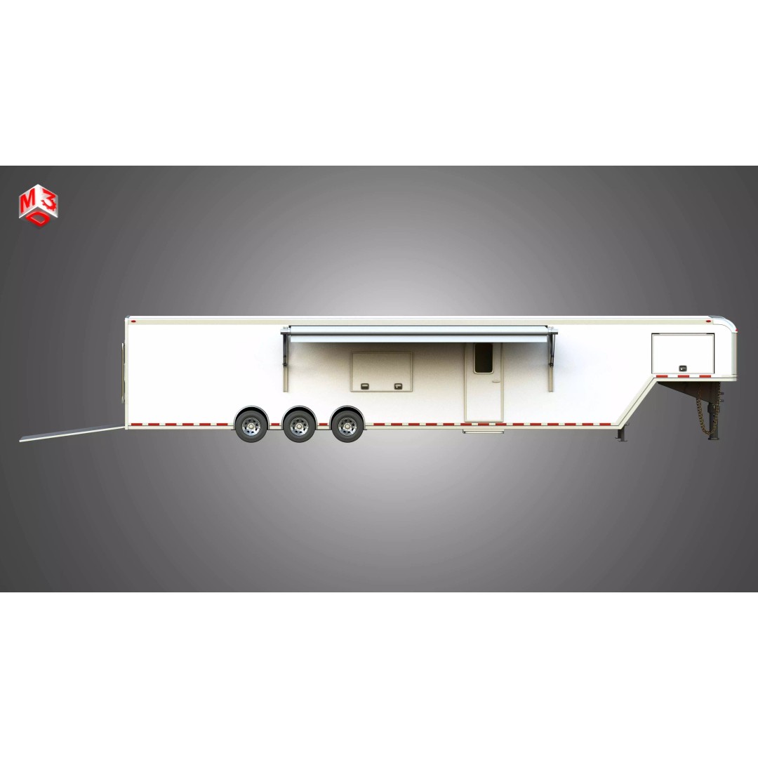 44 ft Custom Enclosed Gooseneck Trailer 3D Model – High Poly Game Asset, FBX, PBR - View 7