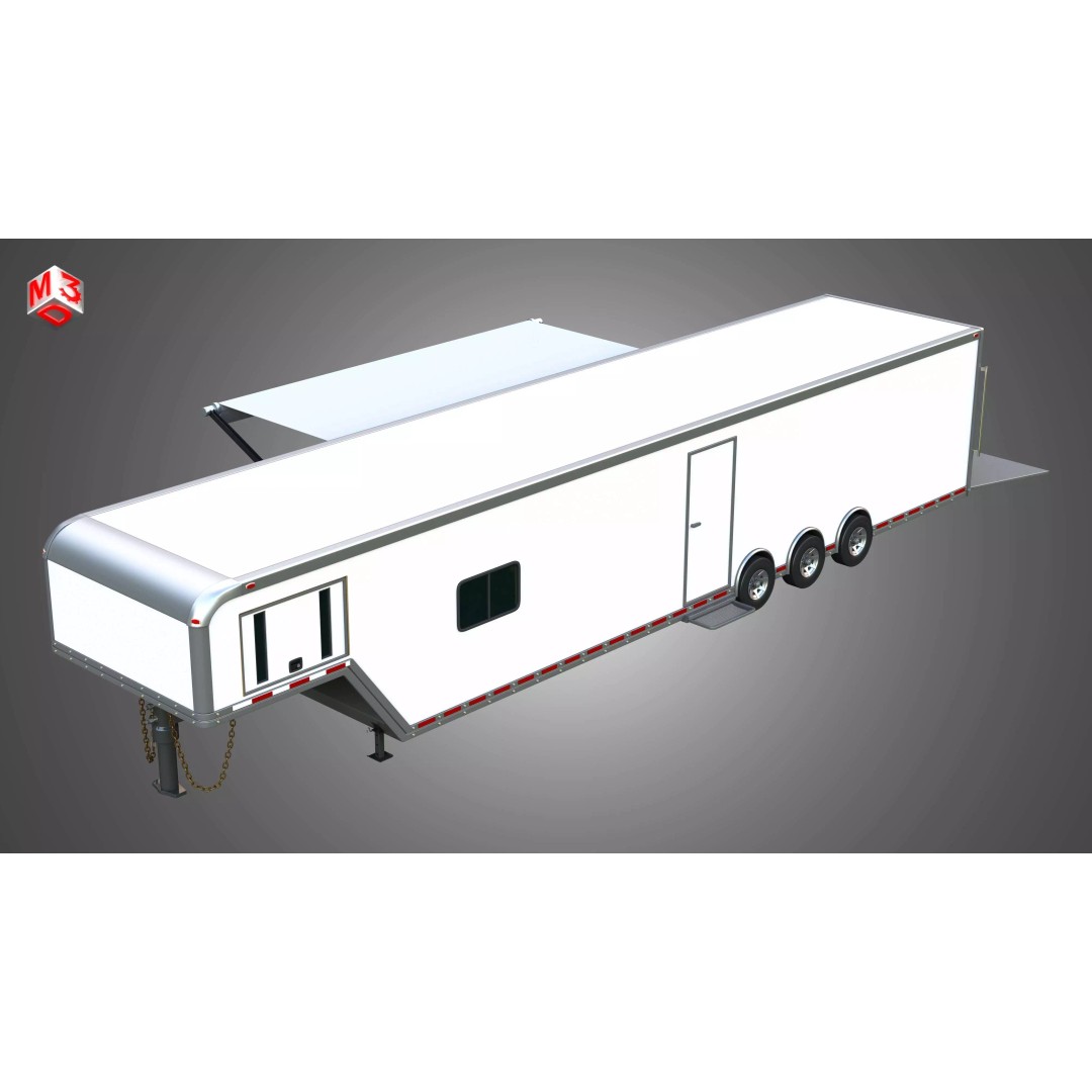 44 ft Custom Enclosed Gooseneck Trailer 3D Model – High Poly Game Asset, FBX, PBR - View 8