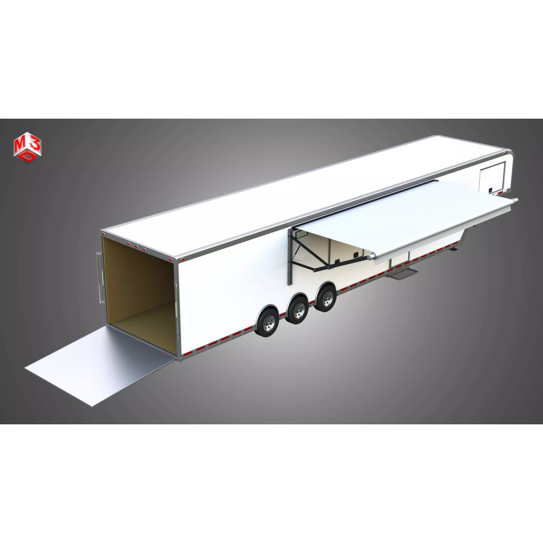 44 ft Custom Enclosed Gooseneck Trailer 3D Model – High Poly Game Asset, FBX, PBR - View 9