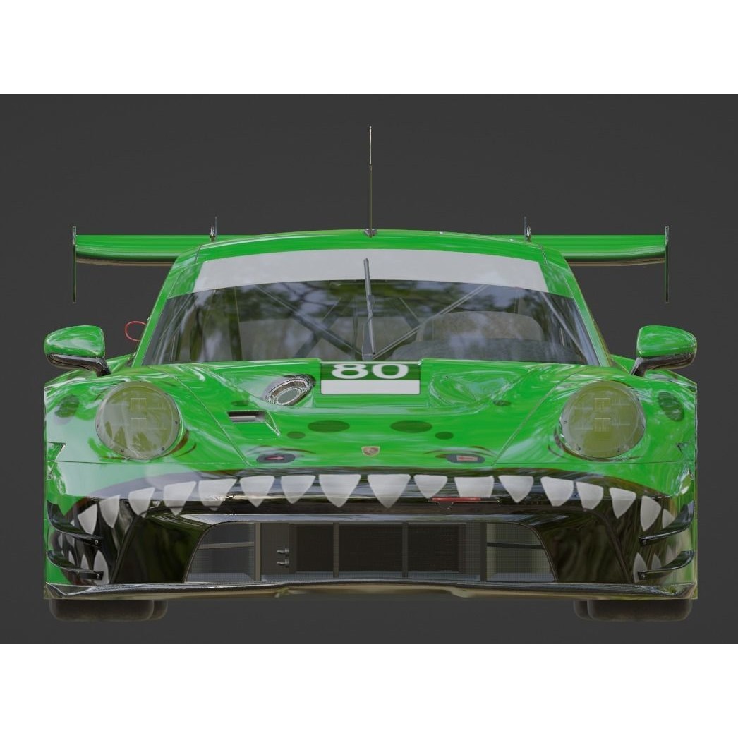 Porsche 911 GT3 R 3D Model – Low Poly Game Asset, FBX, OBJ - View 10