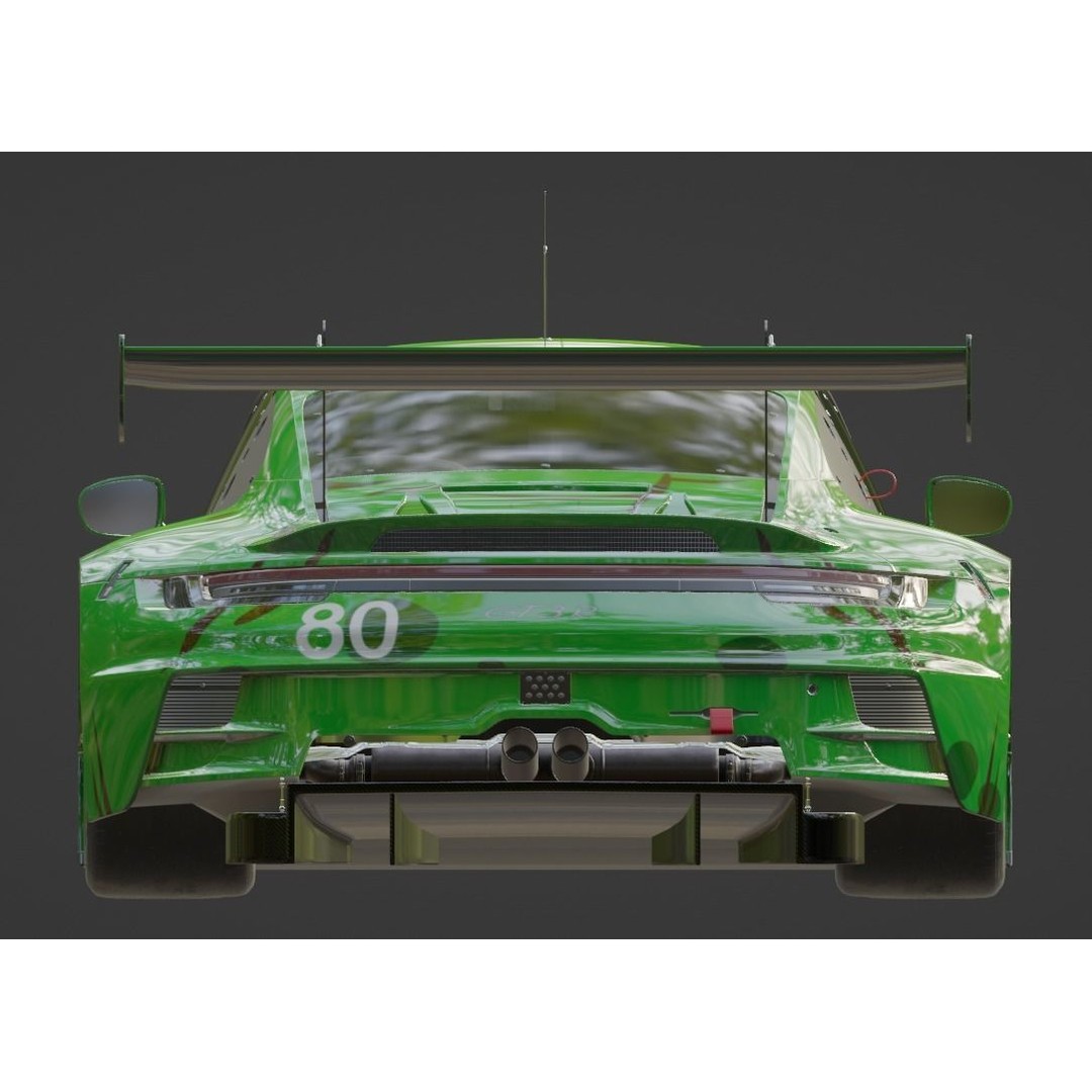 Porsche 911 GT3 R 3D Model – Low Poly Game Asset, FBX, OBJ - View 11