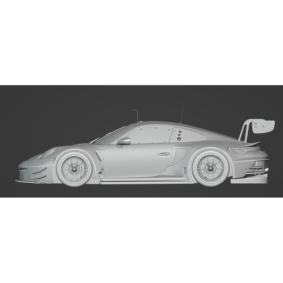 Porsche 911 GT3 R 3D Model – Low Poly Game Asset, FBX, OBJ - View 12
