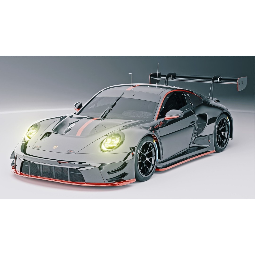 Porsche 911 GT3 R 3D Model – Low Poly Game Asset, FBX, OBJ - View 3