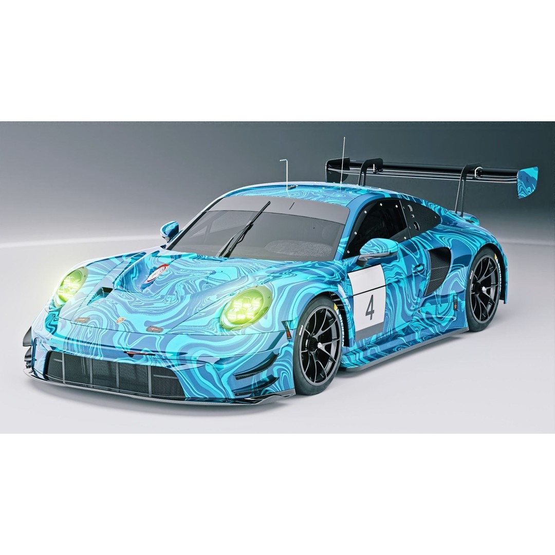 Porsche 911 GT3 R 3D Model – Low Poly Game Asset, FBX, OBJ - View 4