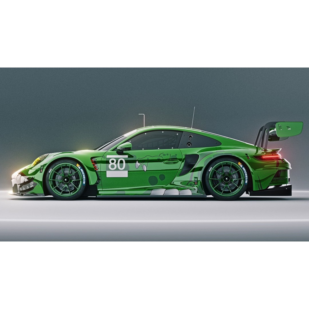 Porsche 911 GT3 R 3D Model – Low Poly Game Asset, FBX, OBJ - View 6