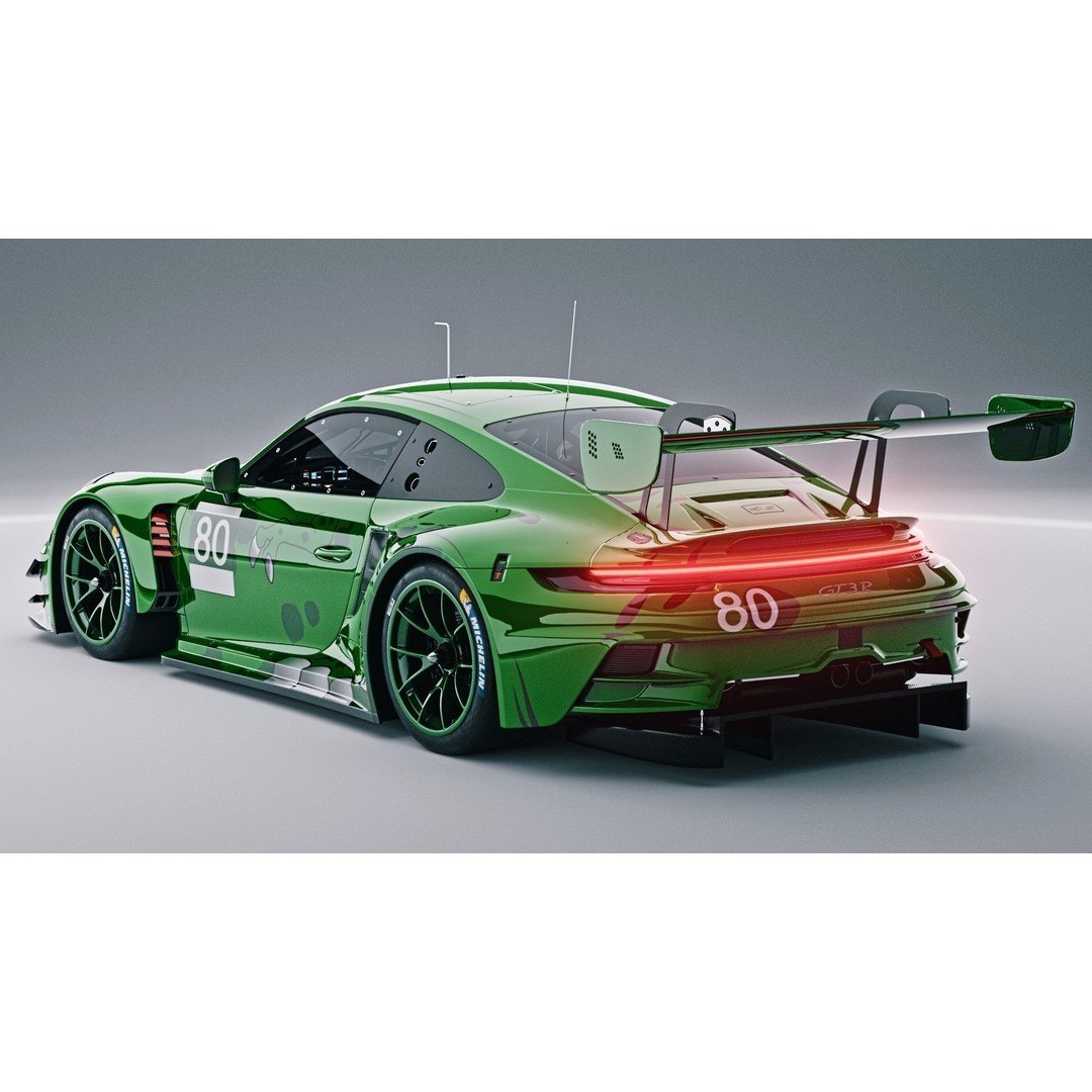 Porsche 911 GT3 R 3D Model – Low Poly Game Asset, FBX, OBJ - View 7