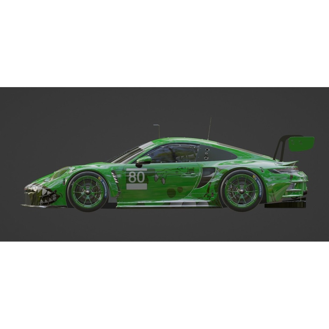 Porsche 911 GT3 R 3D Model – Low Poly Game Asset, FBX, OBJ - View 9
