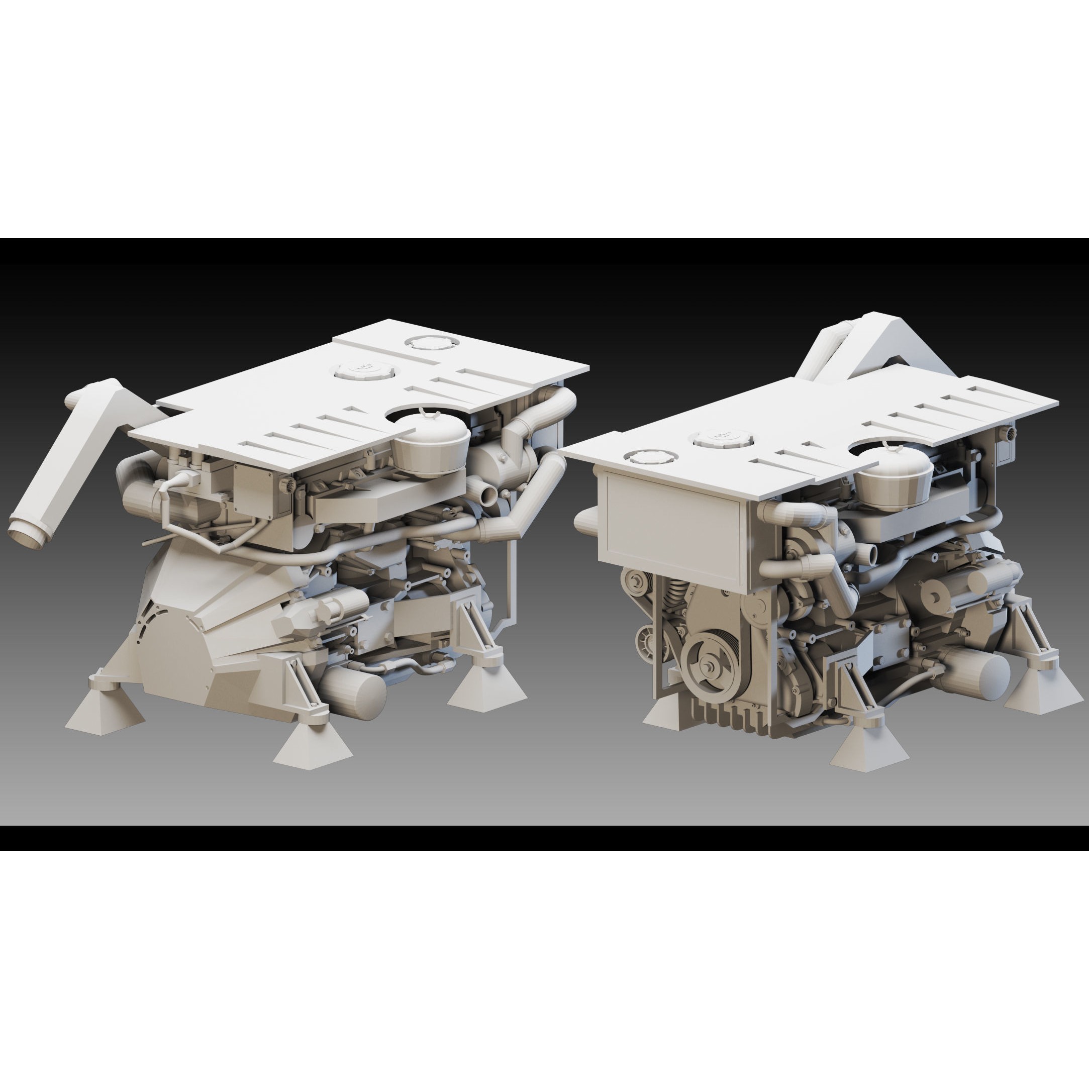 Industrial Engines - Low-Poly Game-Ready 3D Model - View 11