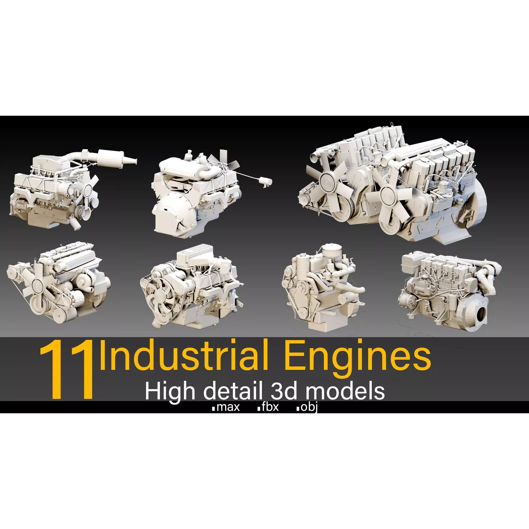 Industrial Engines - Low-Poly Game-Ready 3D Model - View 2