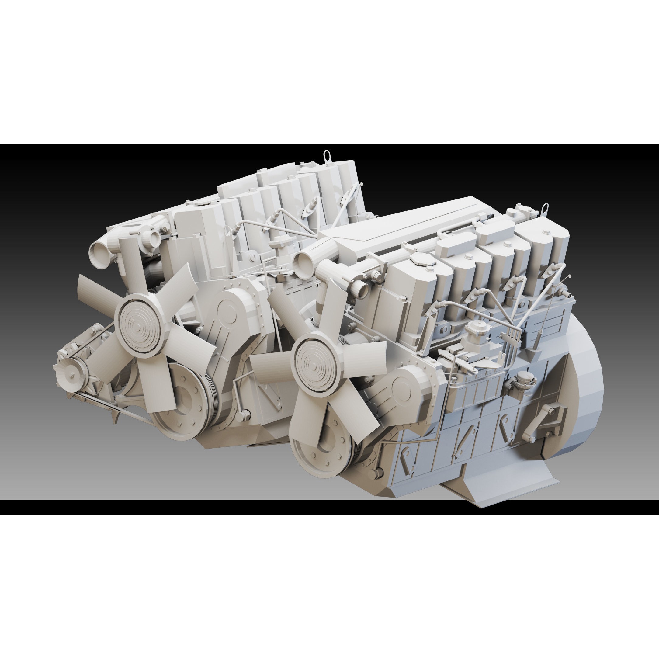 Industrial Engines - Low-Poly Game-Ready 3D Model - View 4