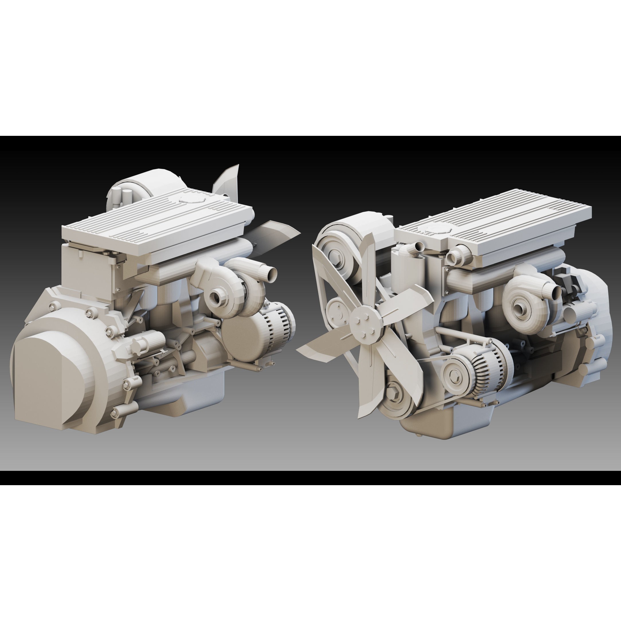 Industrial Engines - Low-Poly Game-Ready 3D Model - View 8