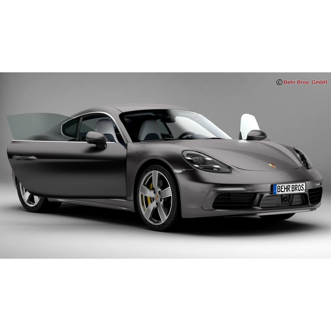 Porsche 718 Cayman 3D Model – High Poly Sport Car with Detailed Interior - View 4